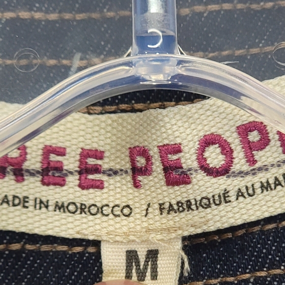 Free People Denim Car Coat Jacket 100% Cotton Oversized Rinse Wash Size M - Picture 4 of 6